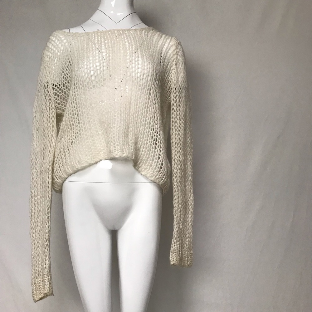 My MANOUSH White open knit long sleeve sweater